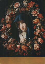 "The Madonna" G. B. Salvi (Sassoferrato) Flower Wreath Postcard