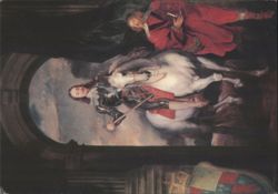 Warwick Castle, King Charles I on Horseback, Vandyke Postcard