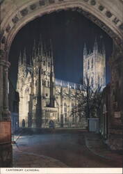 Canterbury Cathedral by Floodlight, Christ Church Gate View Postcard