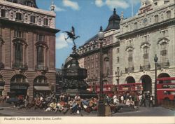 Piccadilly Circus and Eros Statue, London Postcard
