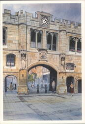 Lincoln Stonebow Guildhall James I Arms Continental Chrome Postcard