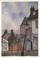 Looking Down Steep Hill, Lincoln Postcard