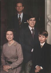 Queen Elizabeth II, Prince Philip, Andrew & Edward Portrait Postcard