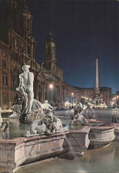 Piazza Navona by Night, Rome Postcard