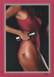 Health & Beauty: Woman in Leotard, I ❤️ PS Tattoo Postcard