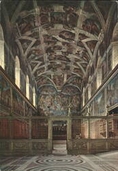 Sistine Chapel Interior with Michelangelo's Frescoes Postcard