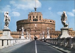 Sant'Angelo Bridge & Castle, Rome Postcard