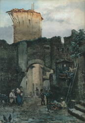Rome Old Anguillara Tower Trastevere Street Scene Postcard