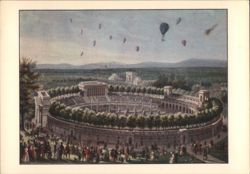 Milano Arena Aerostat Race, A. Sidoli & L. Cherbuin Engraving Postcard
