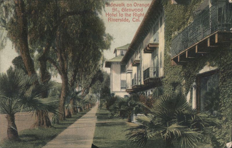 Sidewalk on Orange St., Glenwood Hotel, Riverside, CA California