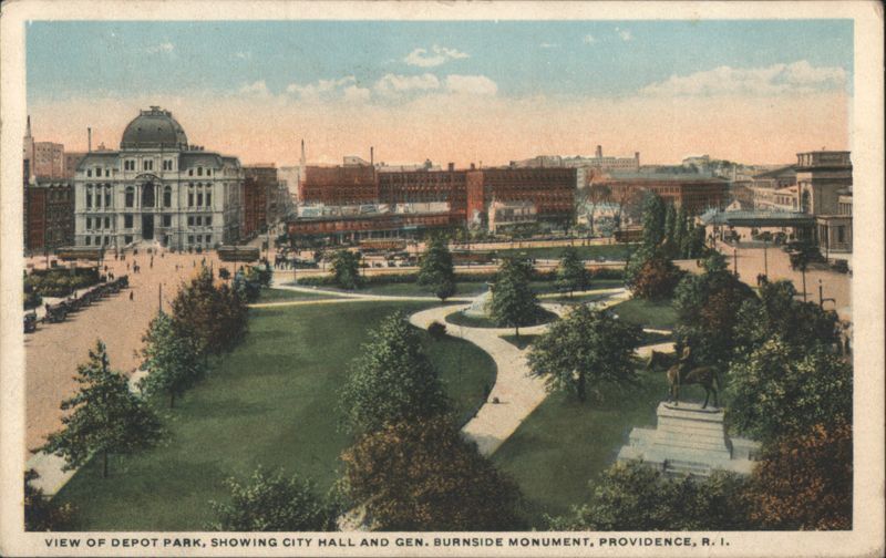 Depot Park, City Hall and Gen. Burnside Monument Providence Rhode Island