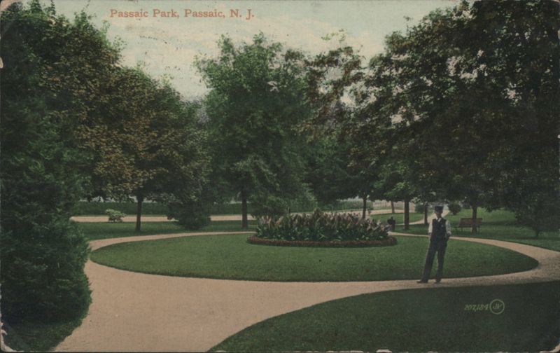Passaic Park, Man by Flower Beds New Jersey