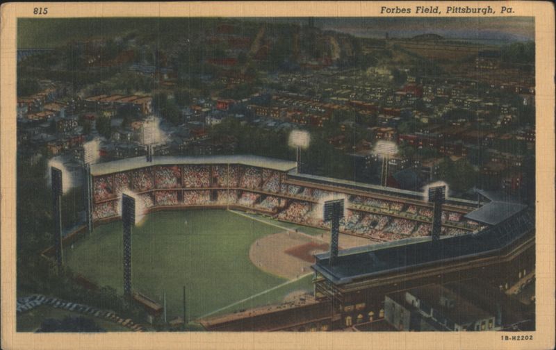 Forbes Field, Pittsburgh, PA - Night Game Aerial View Pennsylvania