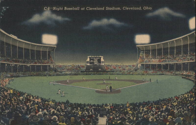 Night Baseball at Cleveland Stadium, Cleveland, OH Ohio