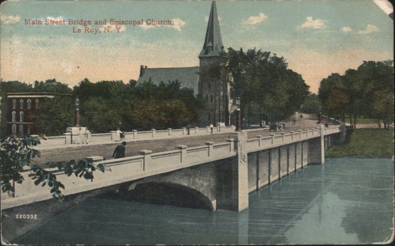 Main Street Bridge and Episcopal Church, Le Roy, NY New York