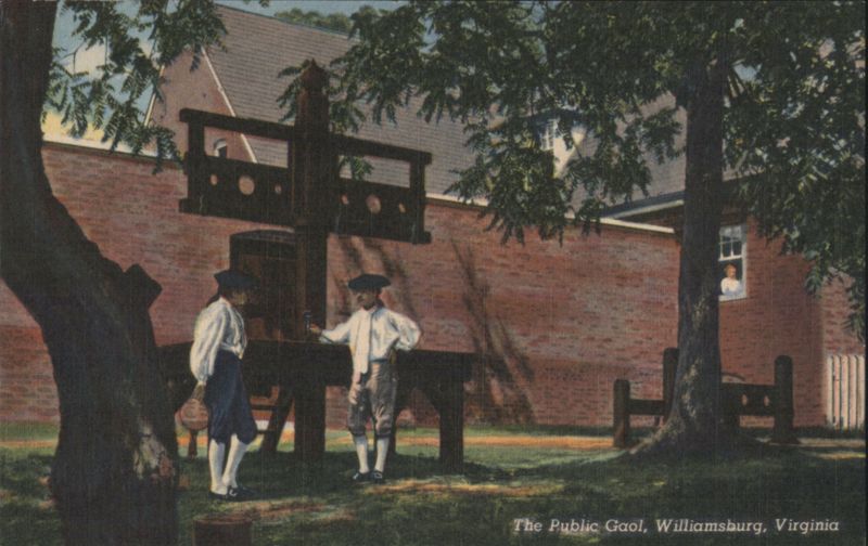 The Public Gaol, Williamsburg, Pillory & Stocks Virginia