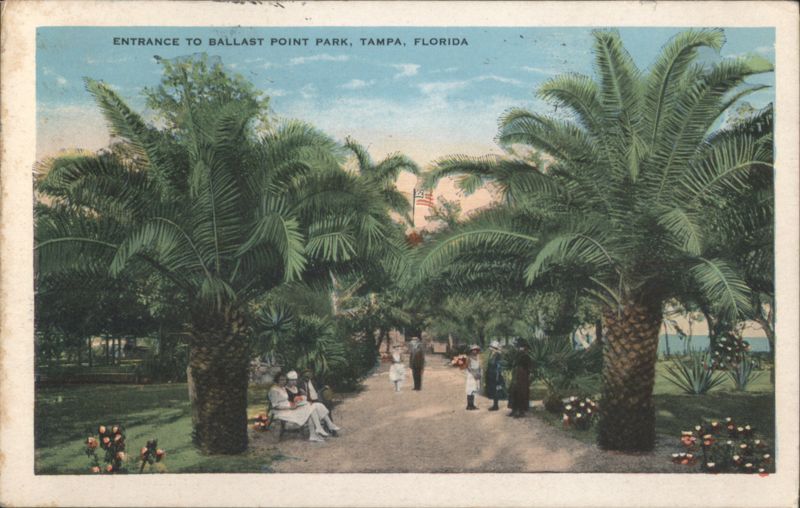 Entrance to Ballast Point Park, Palm Trees, Tampa, Florida