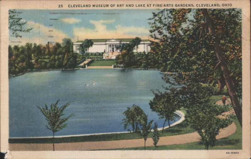 Cleveland Museum of Art and Lake at Fine Arts Gardens Ohio