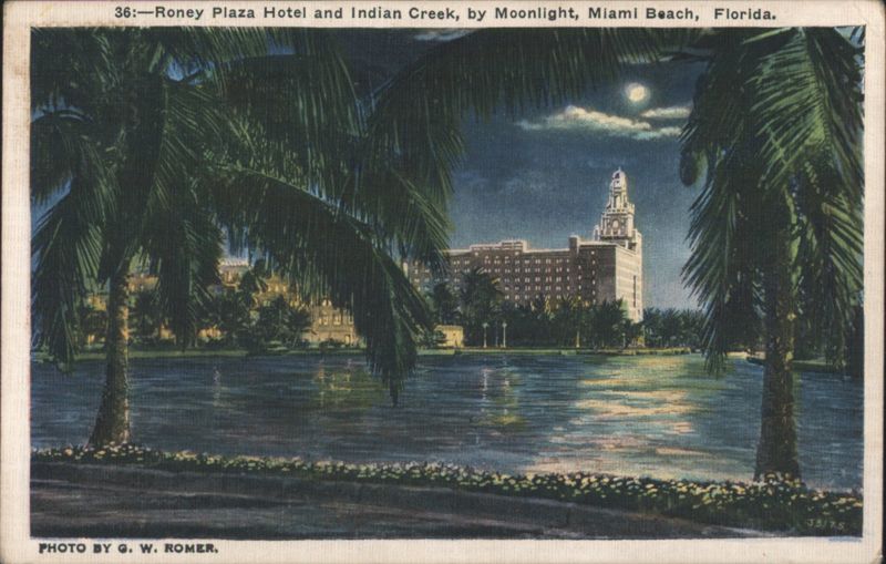 Roney Plaza Hotel and Indian Creek, by Moonlight Miami Beach Florida