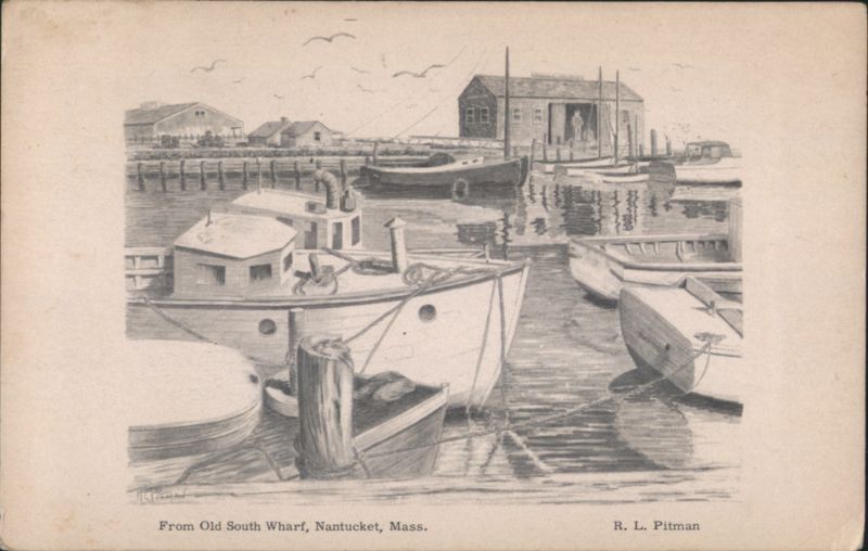 Old South Wharf, Boats in Harbor, Nantucket Massachusetts