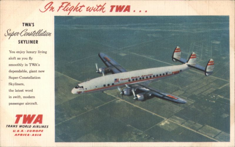 TWA Super-Constellation Skyliner In Flight Airline Advertising