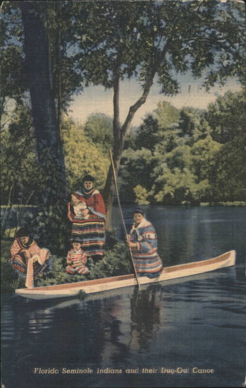 Florida Seminole Indians and their Dug-Ou Canoe Silver Springs