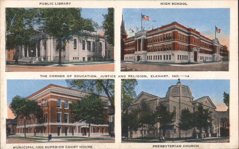 The Corner of Education, Justice and Religion, Elkhart, IN Indiana