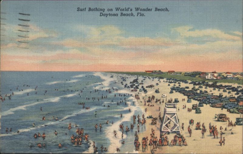 Surf Bathing on World's Wonder Beach Daytona Beach Florida