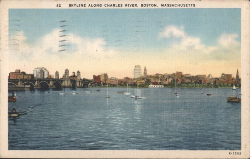 Skyline Along Charles River Boston Massachusetts