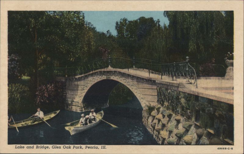 Lake and Bridge, Glen Oak Park, Peoria, IL Illinois