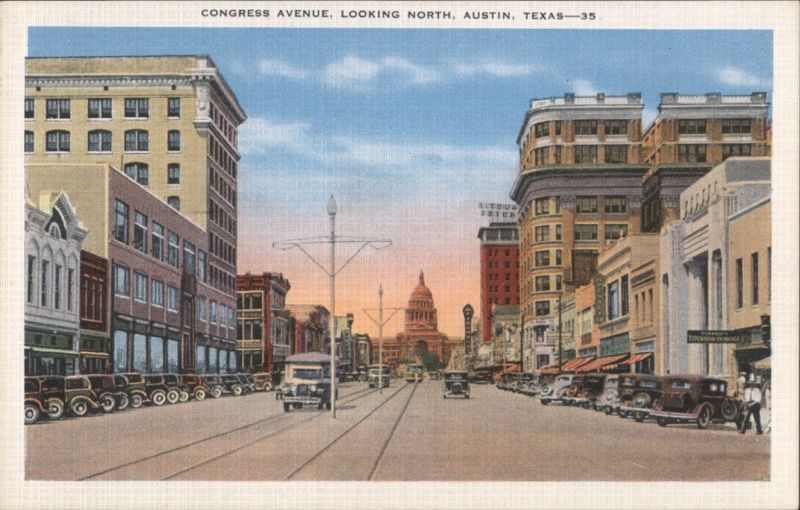 Congress Avenue, Looking North, State Capitol, Austin, TX Texas