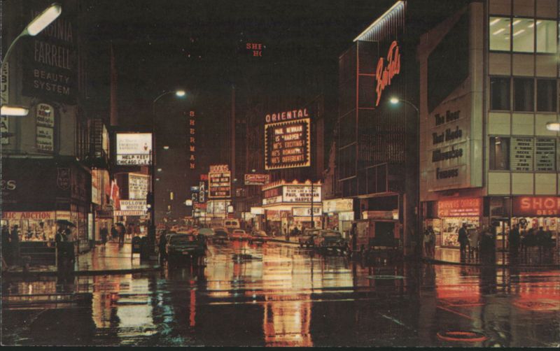 Chicago Randolph Street Theatrical District Night Lights Illinois