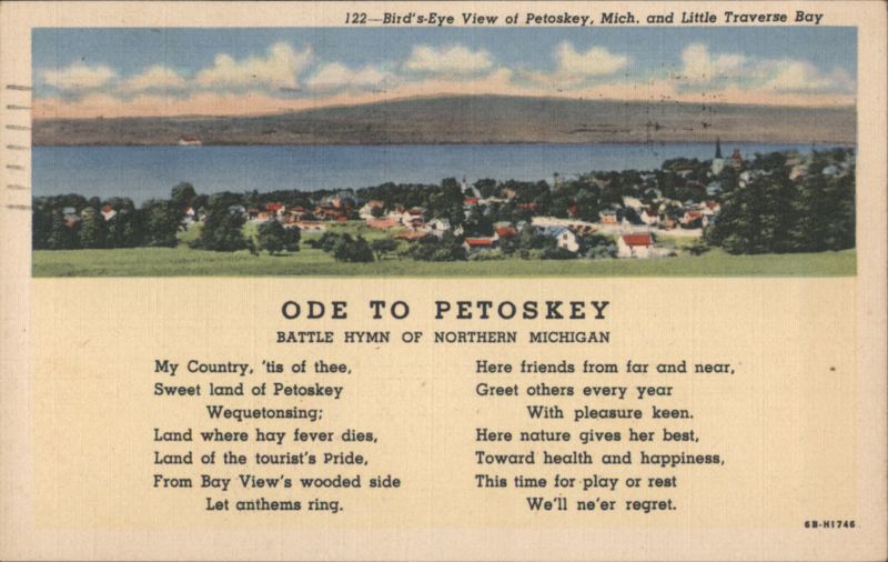 Bird's-Eye View of Petoskey, Little Traverse Bay & Ode Michigan