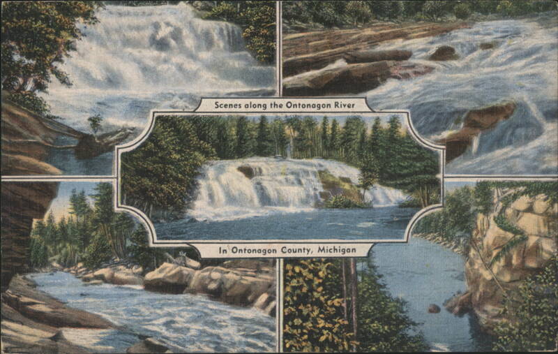 Scenes along Ontonagon River, Ontonagon County MI Michigan