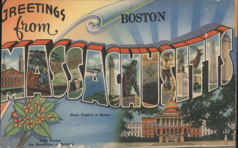 Greetings from Massachusetts, Boston, State Capitol