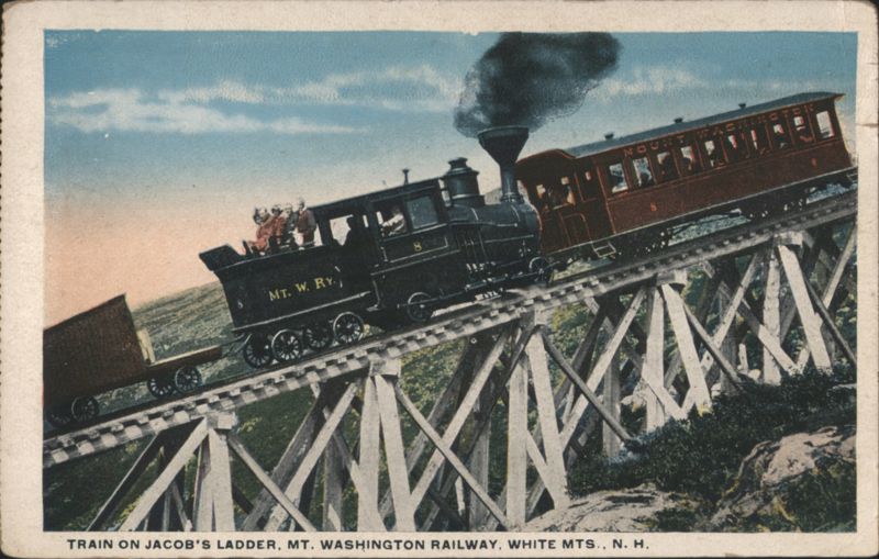 Train on Jacob's Ladder, Mt. Washington Railway, N.H. Mount Washington New Hampshire