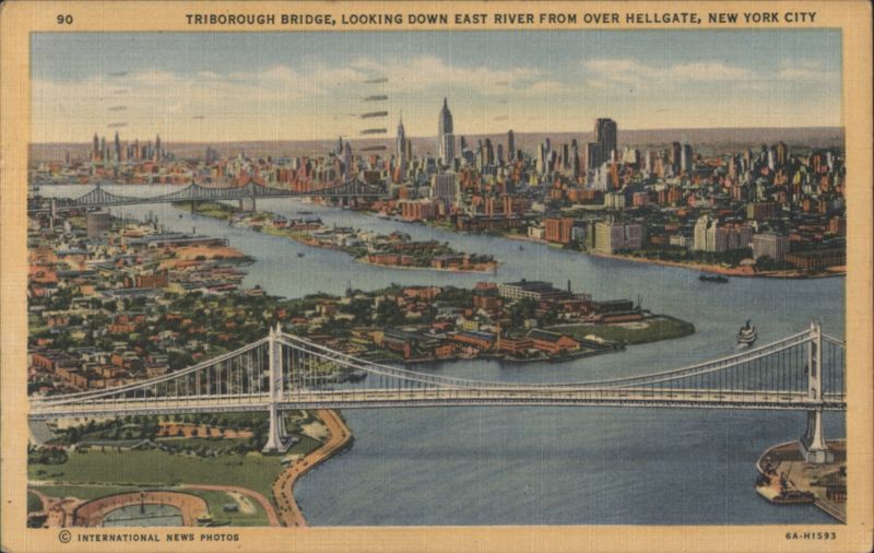 TRIBOROUGH BRIDGE, LOOKING DOWN EAST RIVER FROM HELLGATE New York