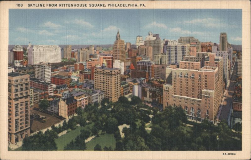 Skyline from Rittenhouse Square Philadelphia Pennsylvania