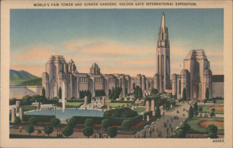 World's Fair Tower & Sunken Gardens, Golden Gate Exposition San Francisco California