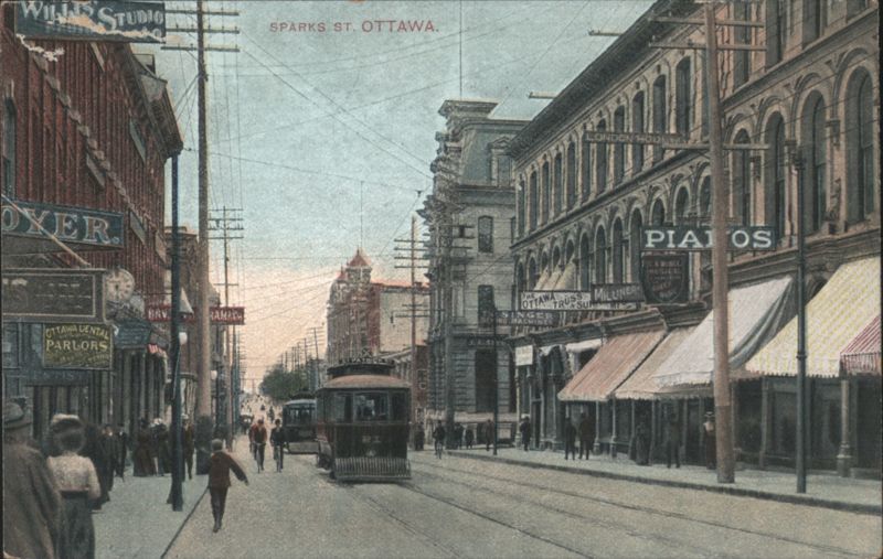 Sparks St. Ottawa Street Scene, Streetcars ON Canada