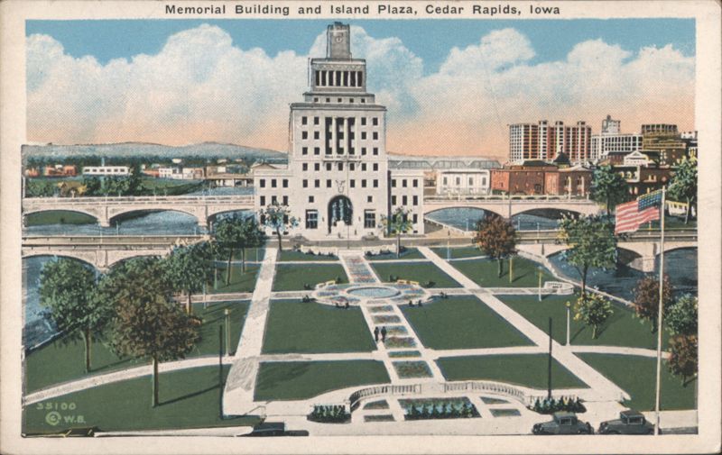 Memorial Building and Island Plaza Cedar Rapids Iowa