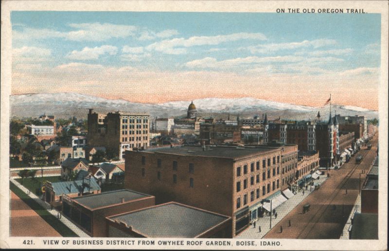 Boise ID Business District from Owyhee Roof Garden Idaho