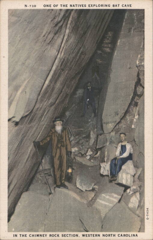 Natives Exploring Bat Cave, Chimney Rock Section North Carolina