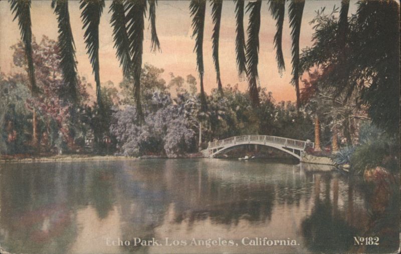 Echo Park, Bridge, Palm Trees Los Angeles California