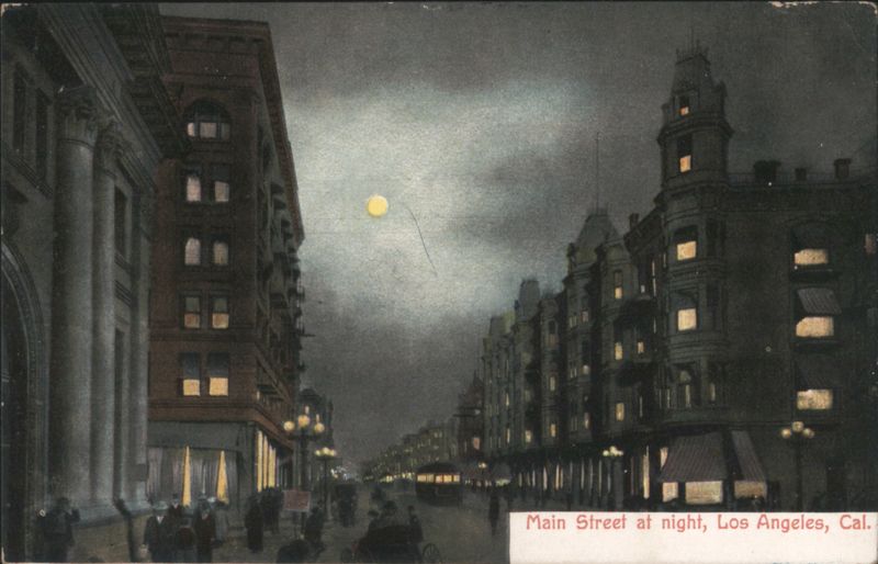 Main Street at night, Los Angeles California