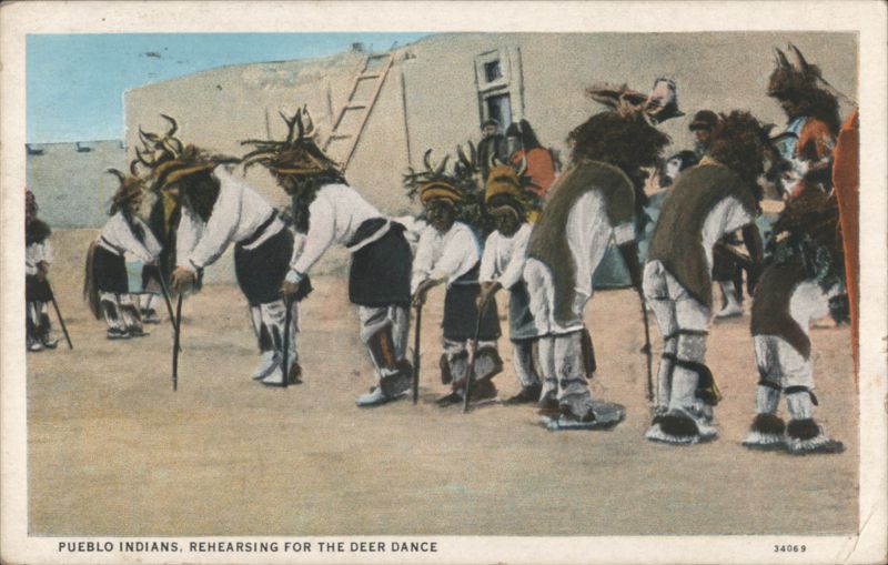 Pueblo Indians Rehearsing for the Deer Dance Native Americana