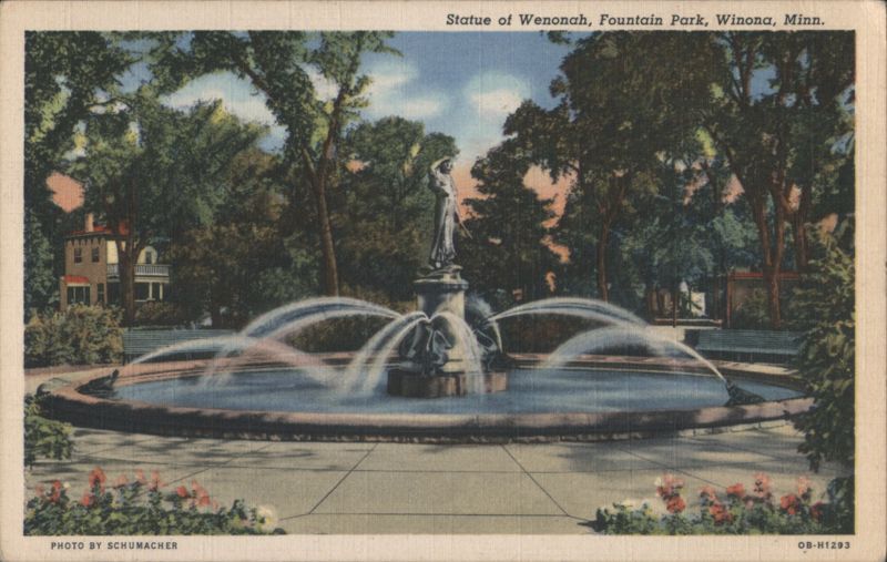 Statue of Wenonah, Fountain Park, Winona, MN Minnesota