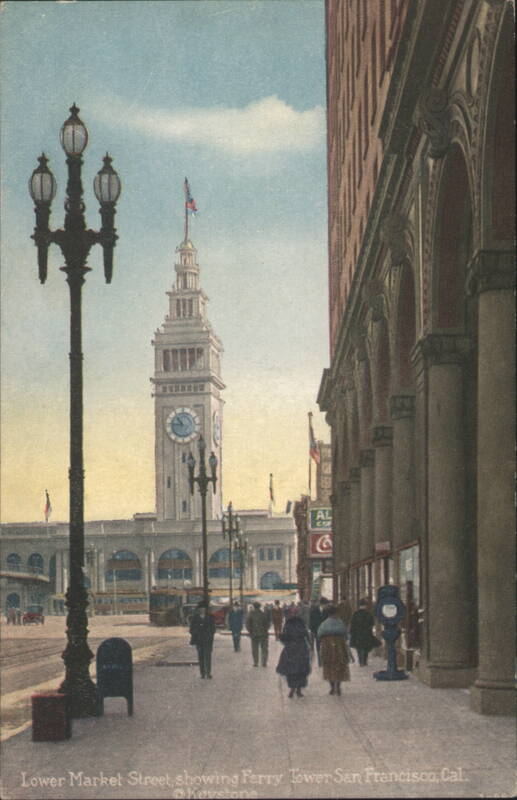 Lower Market Street showing Ferry Tower San Francisco California