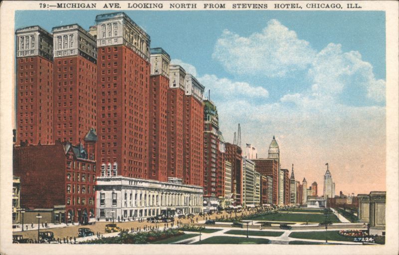 Michigan Ave. Looking North from Stevens Hotel, Chicago Illinois
