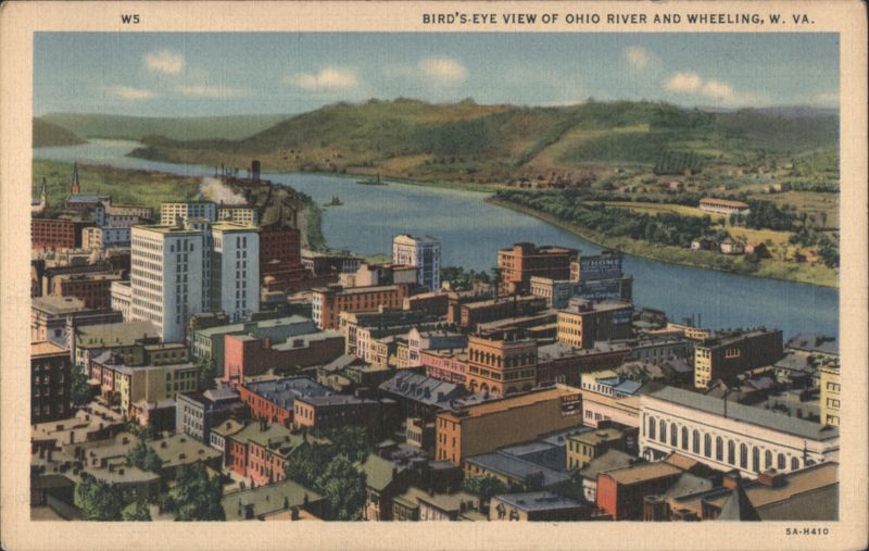 Bird's-Eye View of Ohio River and Wheeling, W. VA. West Virginia